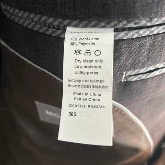 NWT Michael Kors Classic Fit Sport Coat – Charcoal/Brown, Men’s 38S - Picture 7 of 9